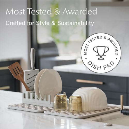 Home Collapsible Dish Drying Rack with Stone Dish Pad (Large + Rack / Sandstone)