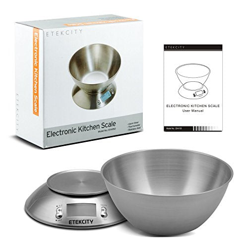 Food Scale with Bowl (Stainless Steel-Silver / 11lb / 11lb)