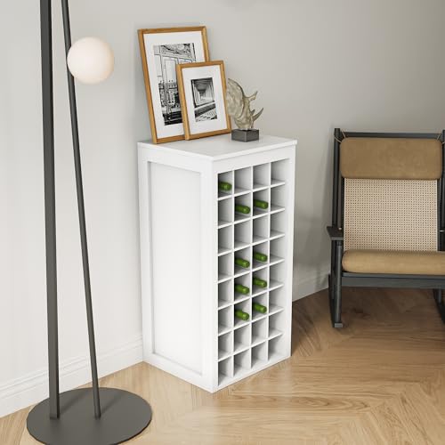 8 Tier Freestanding Wine Rack Wood (32 Bottles / White)
