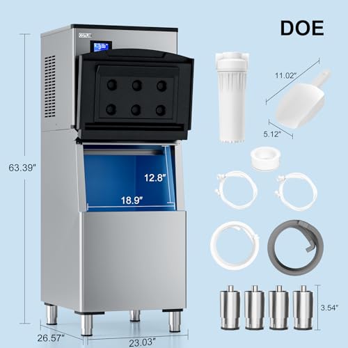 Commercial Ice Maker (Silver / 29"D x 22"W x 65"H)