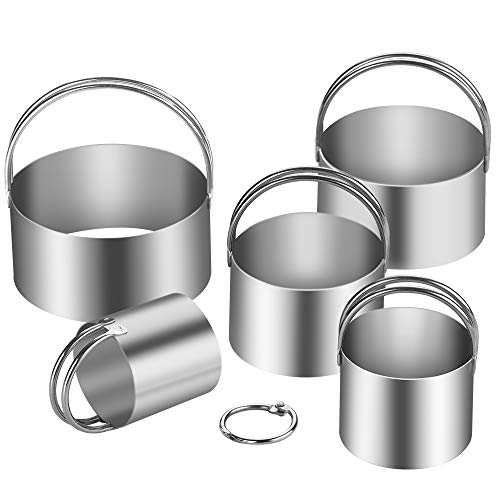 5 Pieces Cookie Cutters Round Cutters Stainless Steel Biscuit Cutter with Handle in Graduated Sizes Round Shape Molds (5 Sizes With Handle)