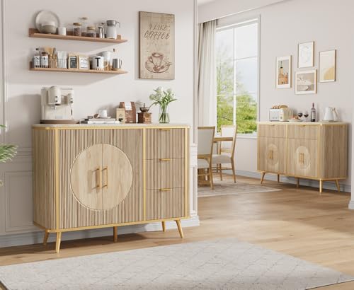 47.3" Modern Buffet Cabinet with Storage (Natural Oak-3draws)