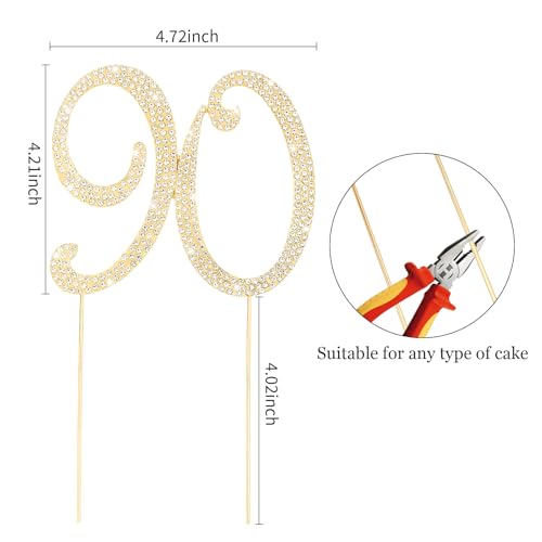 90th Birthday Decorations Happy Birthday Cake Topper (90)
