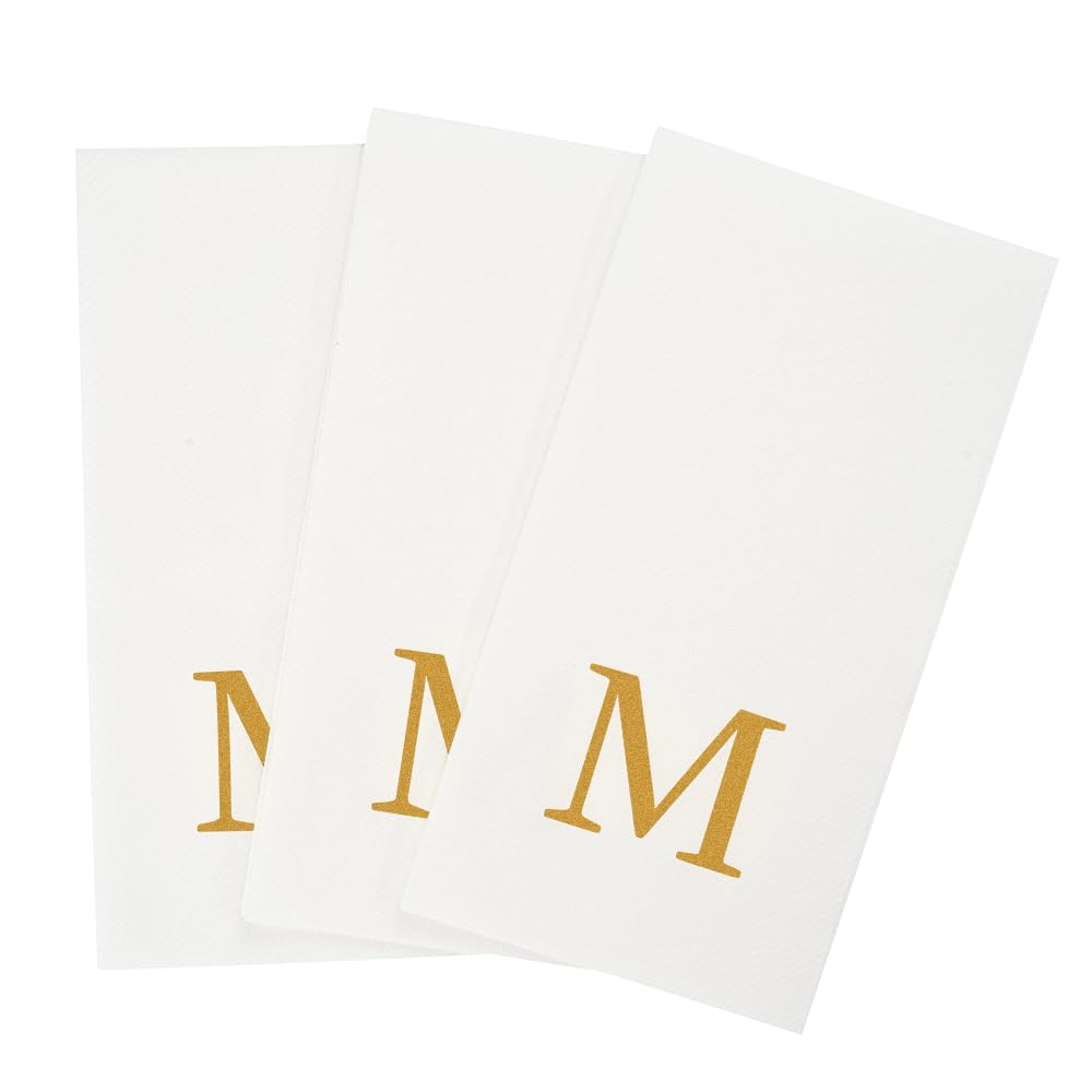 Paper Rectangle Gold Letter M Linen (Gold / 2000 Count / M)