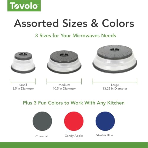 Microwave Splatter Cover for Food (Charcoal / Small/Medium/Large - 3-Pack)