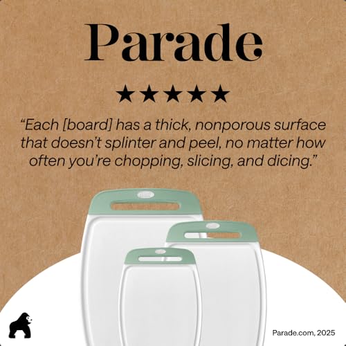 BPA Free Reversible Kitchen Cutting Board (Mint/White / Large (Pack of 3))