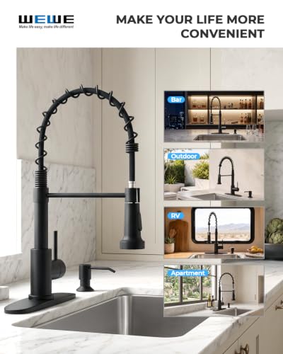 Utility Sink Faucet with Sprayer and Soap Dispenser (Matte Black)