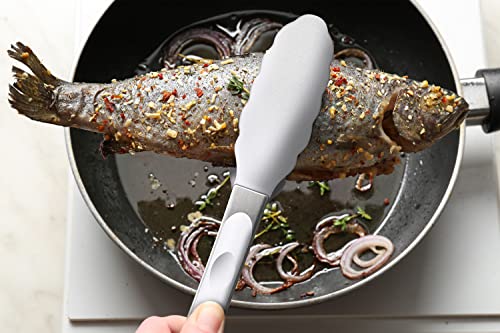 2 Pack Silicone Kitchen Tongs (Light Grey)