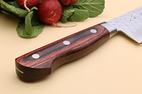 VG10 16 Layer Hammered Damascus Stainless Steel Santoku Chefs Knife (7" / Mahogany Handle)