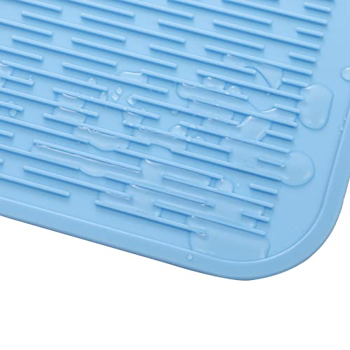 Silicone Dish Drying Mat for Multiple Usage (Light Blue / 18"L x 16"W)