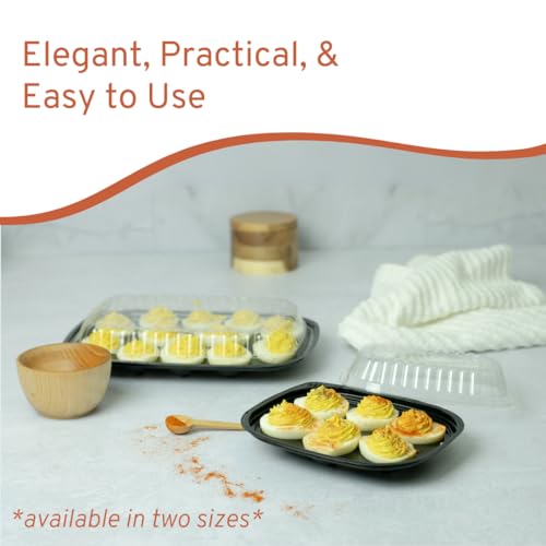 16 Pack Disposable Deviled Egg Containers with Lid (12 Egg Halves)