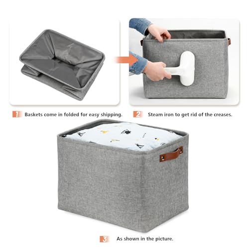 Large Storage Baskets (Grey / XL-16"x 12"x12")
