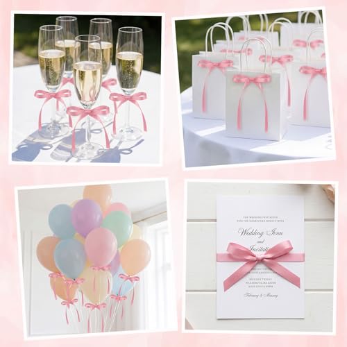 30 Pack Bow Cake Toppers Rose Pink Ribbon Bows for Cake (Rose Pink)