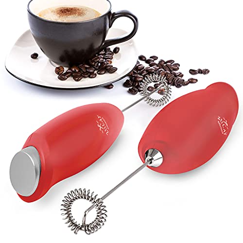 Premium One Touch Milk Frother for Coffee (Ruby Red / Gift Box Frother)