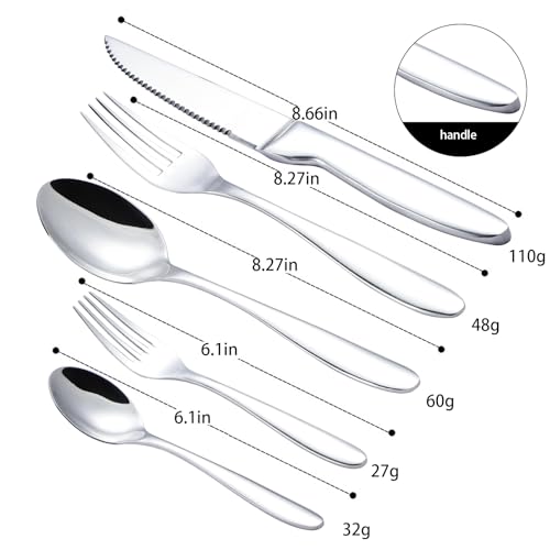 Silverware Set with Steak Knives (Mirror silver with Steak Knives)
