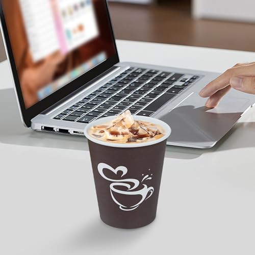 10 oz 200 count Disposable Coffee Cups Hot Paper Cups Brown (Brown / 10OZ-200 Pack)