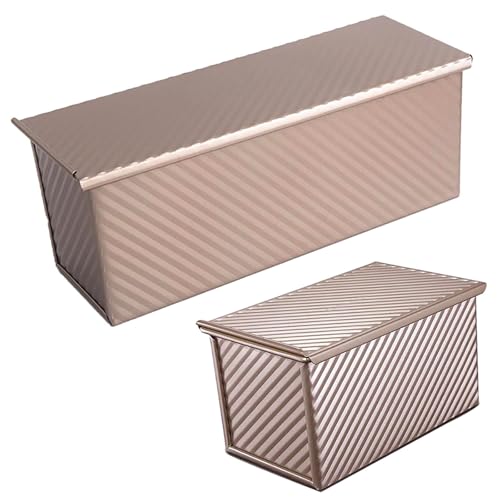 2 Pack Pullman Loaf Pan with Lid (1 LB & 2.2 LB,2 PCS)