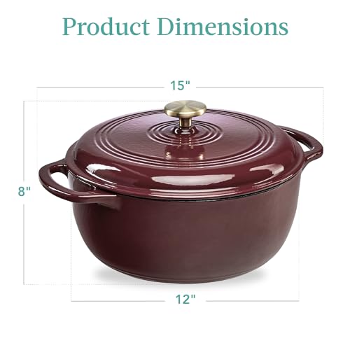 7.5 Quart Enamel Cast (Cabernet Red / 7.5qt Round)
