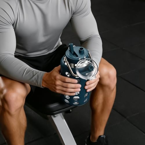 84 oz Glass Water Bottle (Blue / 84 Ounces)