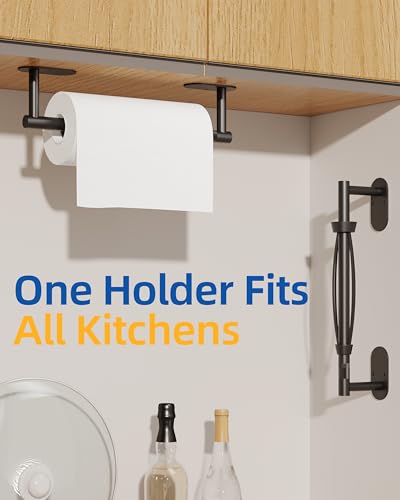 Paper Towel Holder Under Cabinet (Matte Black / One Hand Tear - Oval)