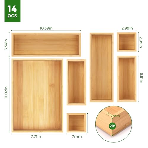 Bamboo Drawer Organizer Set (14)