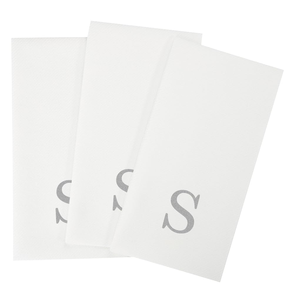 Silver S White Linen Feel Guest Towel Napkin (Silver / 2000 Count / S)