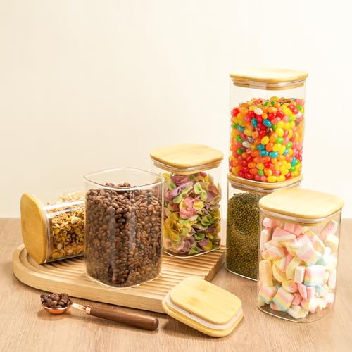 6 Pack Glass Pantry Storage Jars