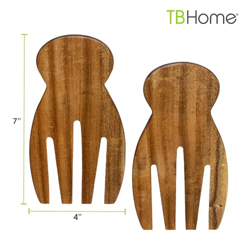 Salad Hands Acacia Wood Salad Serving Utensils for Tossing & Serving