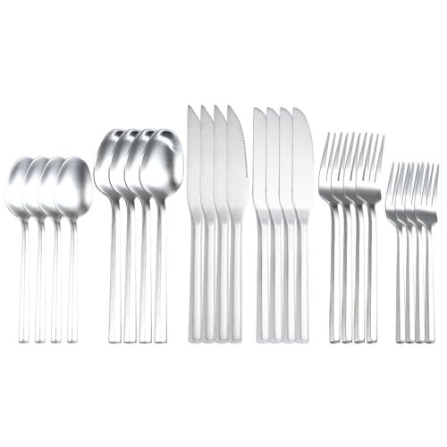 Silverware Set with Steak Knives (Matt Silver with Steak Knives)
