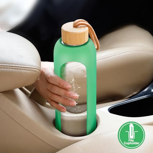 Glass Water Bottles 32 oz (Jade Green-1pack / 32 Ounces)