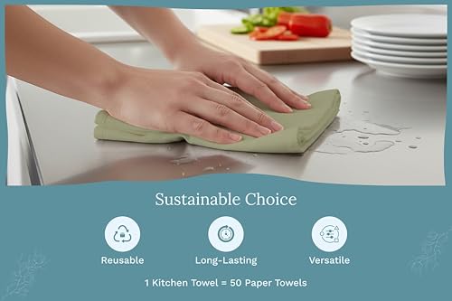 Organic Cotton Sage Flour Sack Kitchen Towels (Sage)