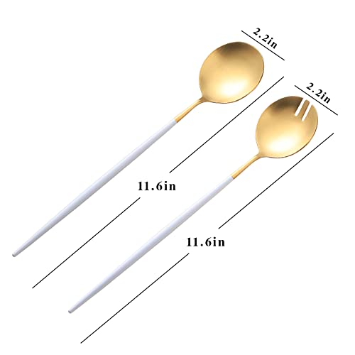 Salad Servers (White/Gold)