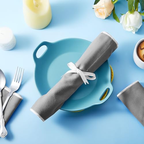6 Pcs Anti Tarnish Silverware Storage Bags Felt (12 Slots / Gray)