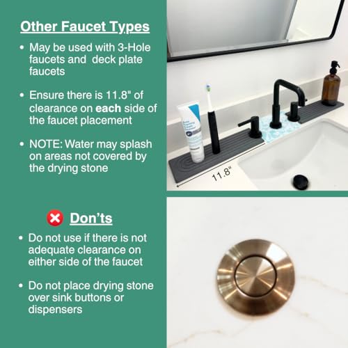 Drying Stone Faucet Tray for Kitchen Sink (Dark Gray / 23.6" x 3.9")