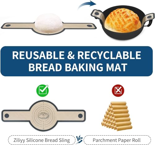 2 Pcs Silicone Bread Sling for Dutch Oven Liners Silicone Baking Mat [Non (Gray)