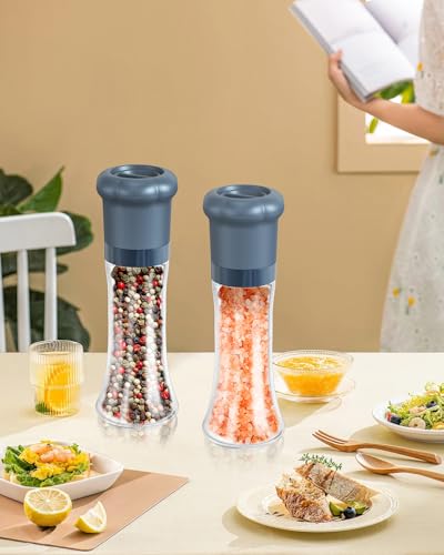 Manual Salt and Pepper Grinder Set For Professional Chef (Tall Set - Blue)