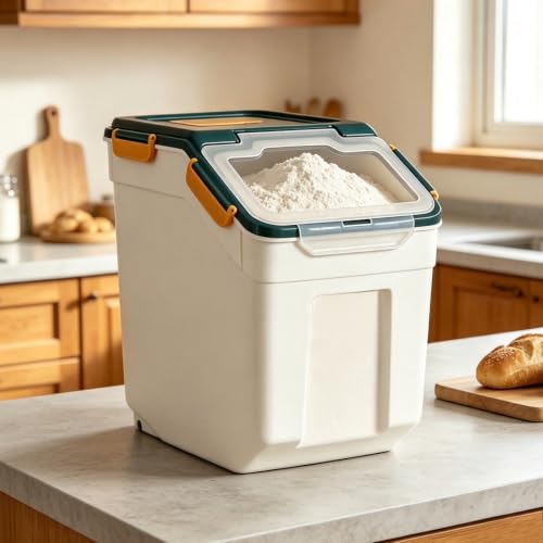 50 lb Large Food Grade Container for Rice Flour Sugar (Blue / 50lbs, 4-pack)