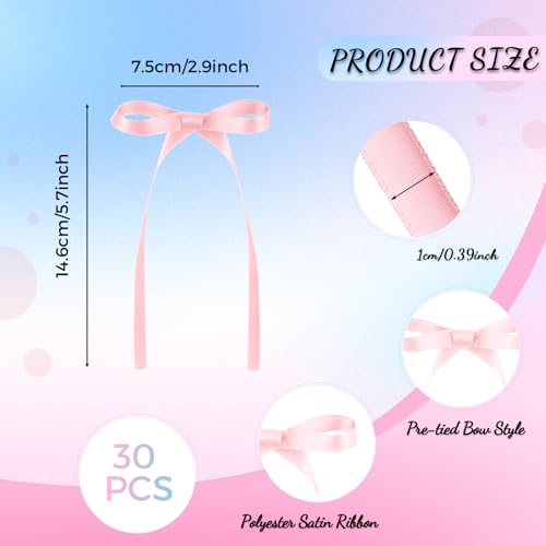30 Pack Pink Blue Bow Cake Toppers Ribbon Bows for Cake (Pink, Blue)