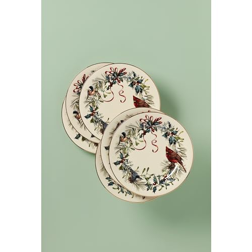 Winter Greetings Porcelain Christmas Salad Plate Set for 6 (Salad Plates, Set of 6)