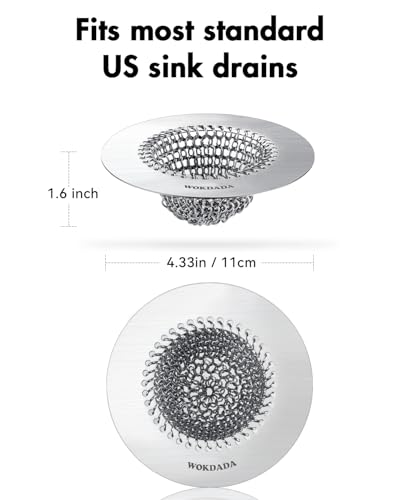 Reversible Sink Drain Strainer & Kitchen Sink Stopper Set (Gray Silver)