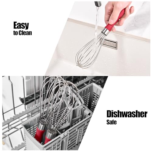 18 8 Stainless Steel Balloon Whisk for Cooking (S / Red)