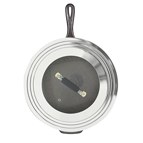 Universal Pans Pots Lid Cover Fit All 8.25 Inch to 12 Inch Pots (Arc-shaped Handle / Black)