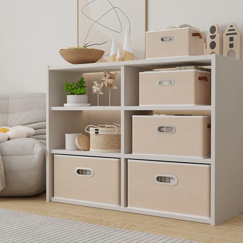 Fabric Storage Baskets (12.99x9.05x7.87in/6-Pack / Beige)