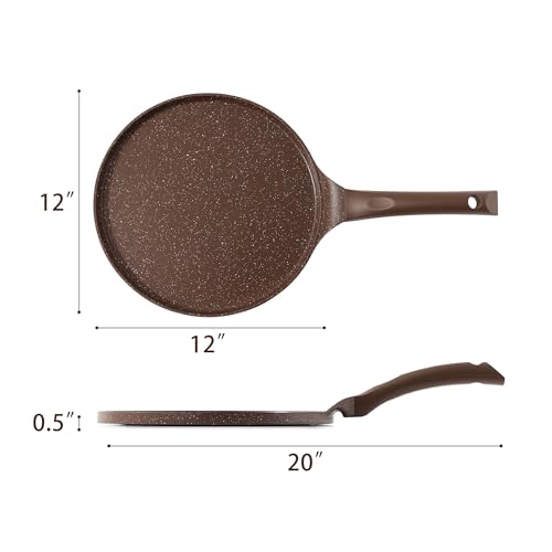 12 Inch Nonstick Crepe Pan Granite Coating Pancake Pan Brown (Toffee Brown / 12 Inch)