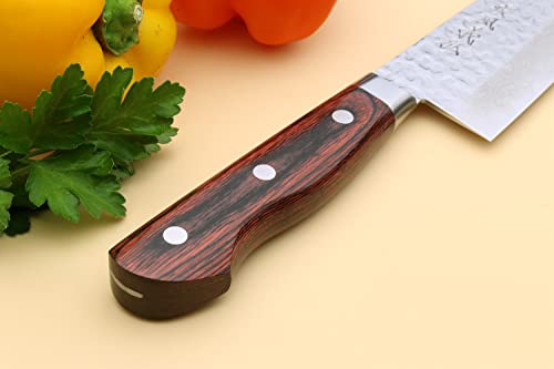 VG10 16 Layer Hammered Damascus Stainless Steel Nakiri Vegetable Knife 6.5'' (Nakiri 6.5" (165mm) / Mahogany Handle)