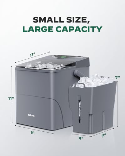 Countertop Ice Maker with Expanding 2.5L Ice Basket (Grey / 26.5 lbs)