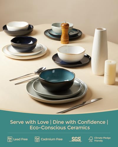Stoneware Dinnerware Sets for 12 (Green Black / Set (36pcs))