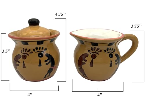 Western Kokopelli Hand Painted Ceramic Creamer & Sugar Set (Western Kokopelli)