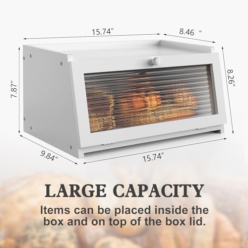 Bread Box for Kitchen Countertop (White / 1‑tier)