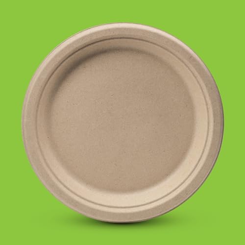 100% Compostable Paper Plates 150 Pack (10 Inch)